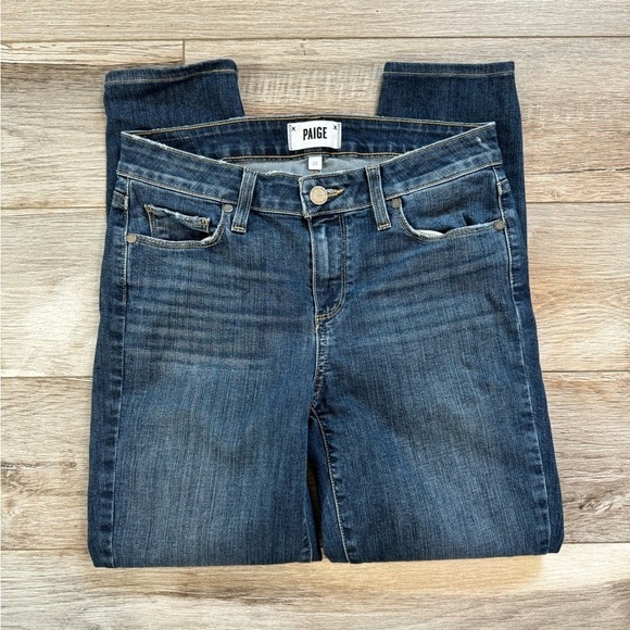 PAIGE~ Women’s Verdugo Crop Mavis Destructed Cropped Distressed Jeans Size 28 - Picture 3 of 11